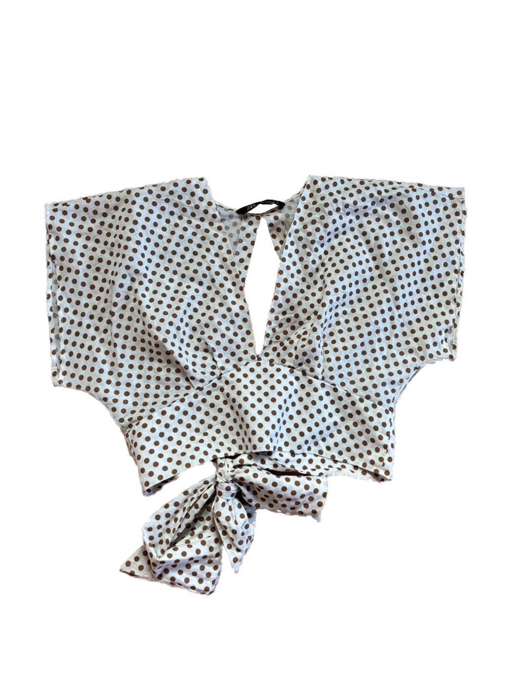 Zara White Polka Dot Wrap Top